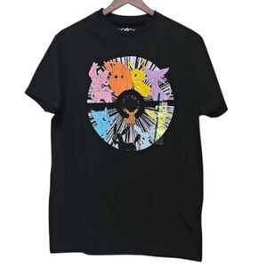 Pokemon 100% Cotton Men Black Graphic Tee with Colorful Design Size M